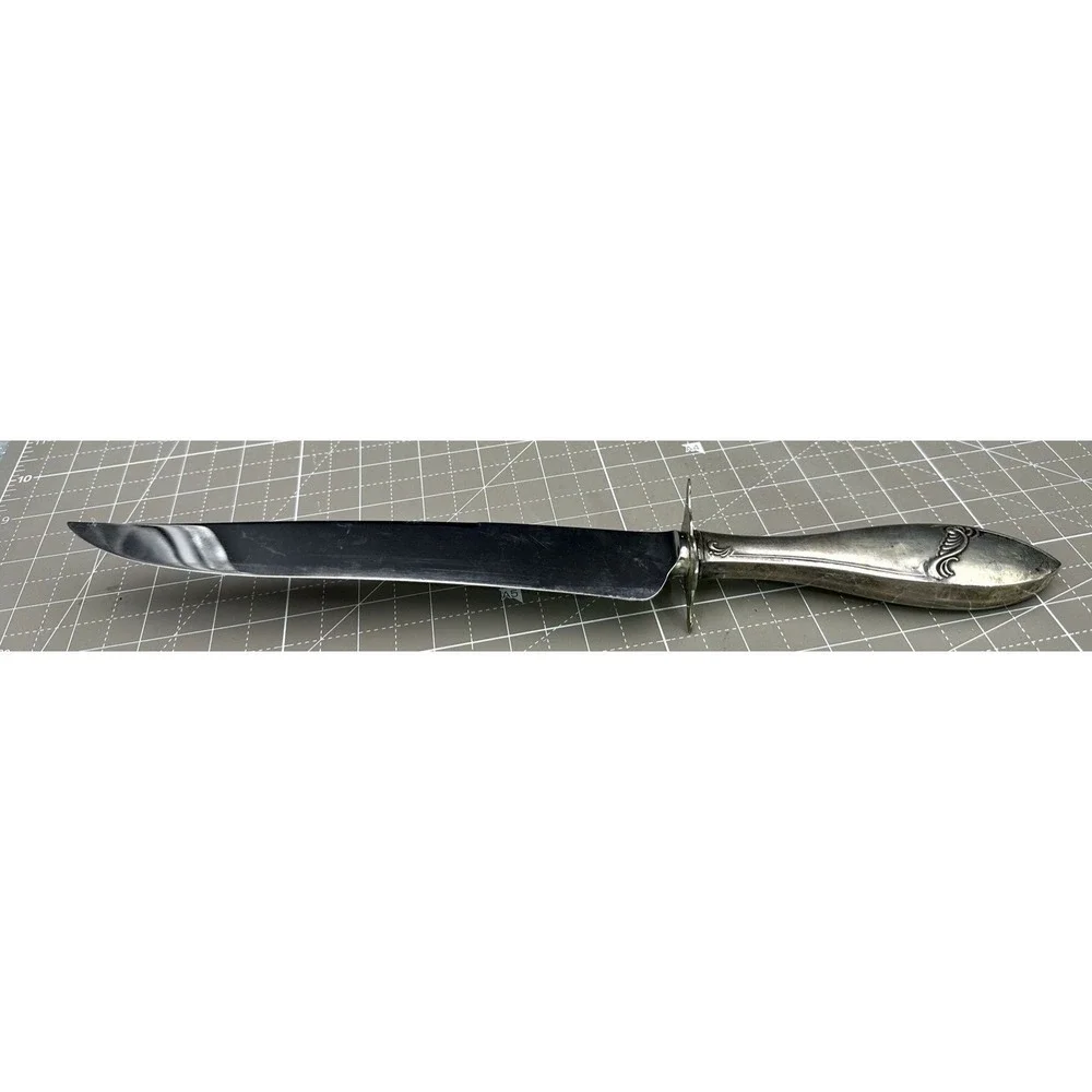 Vintage Sterling Silver Handle Carving Knife Web Knife Guard 13.5